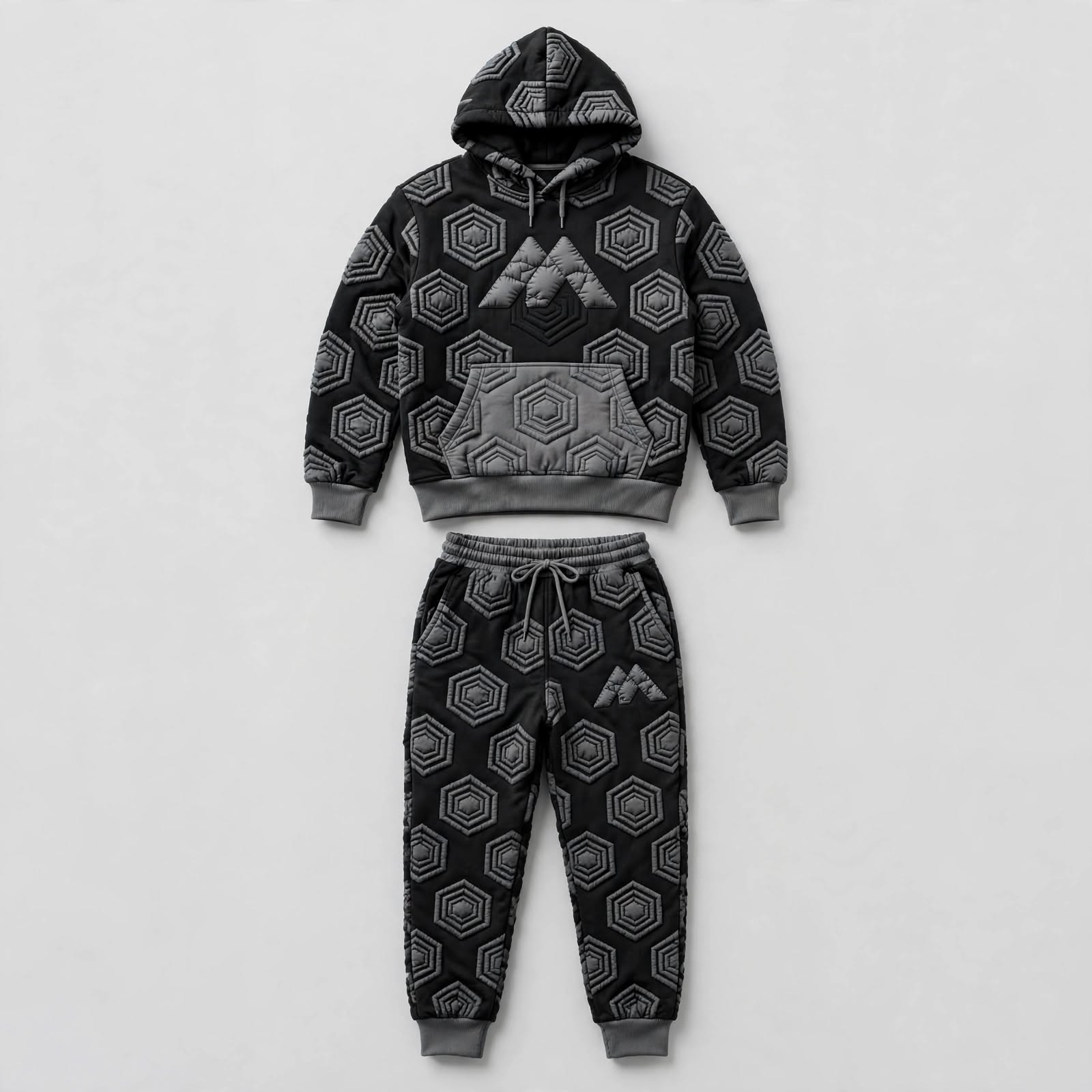 Custom Puff Print Tracksuit – 3D Raised Logo Hoodie & Joggers